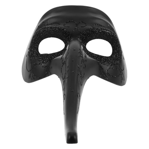 LALADEFIEE Elegante Schwarze Maskerademaske Mit Langer Nase Für Männer Und Frauen Für Halloween-karneval-maskenbälle-mottopartys von LALADEFIEE