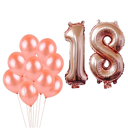 LALADEFIEE Partyballons Set Nummer 18 Aluminiumfolie Metallischer Mylar Ballon Mit 12 Zoll Latex Gummiballons Für Bunte Geburtstag Dekoration Ideal Für Jungen Und Partys Inklusive von LALADEFIEE