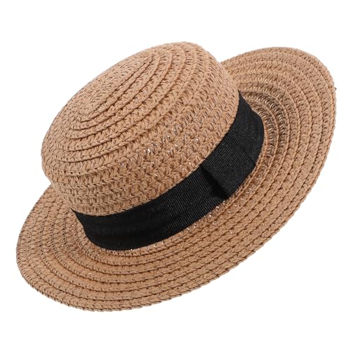 LALADEFIEE Ragdoll-Hut Mini-Sombrero Miniatur-puppenhüte Miniatur-puppenhut Winzige Kostümhüte Kleiner Sombrerohut Zubehör Für Die Puppenherstellung Desktop-puppenkappen-dekor Khaki Stroh von LALADEFIEE