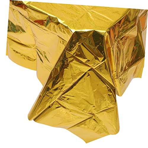 LALADEFIEE Tischdecke Aus -aluminiumfolie Hochzeits-Requisiten Film Tischdekorationen Für Hochzeiten Hochzeitsdekoration Schillernde Partydekorationen Party-tischdecken Plastik Golden von LALADEFIEE