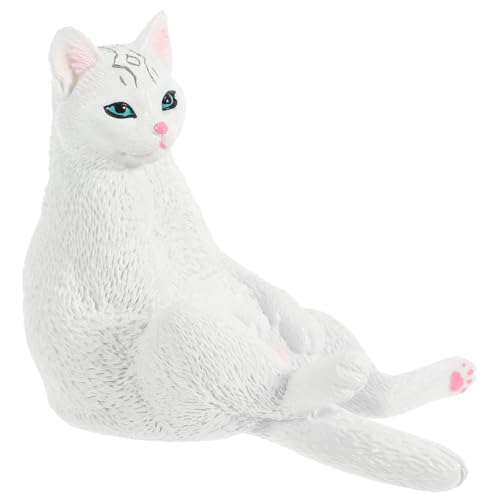 LALADEFIEE Weißes Katzenmodell Kleine Katzenfigur Desktop-dekor Dekoratives Katzendekor Kleine Katzendekoration Dekorative Katzendekoration Desktop-katzenfiguren Fake-Katzen-dekor Plastik von LALADEFIEE