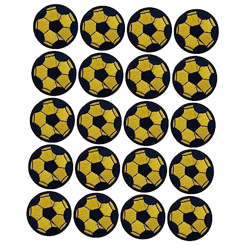 20St Fußball-Aufkleber Hose Aufnäher für Jeans Stickmaschine Stoffkleber nähen Kleidung Reparatur Patches Dekorative Kleidung Patches Flicken für Kleidung Flecken Polyester Yellow LALAFINA von LALAFINA