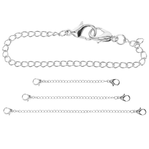 4 Stück Verlängerungskette aus Legierung Perlenkette Schließe Kettenglied Ringe edelsteine schmucksteine kette silber Armbinde Kettenverlängerung schmuck DIY kette Metall Silver LALAFINA von LALAFINA