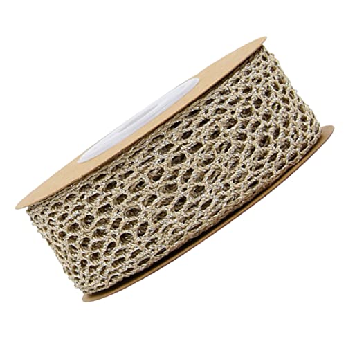 LALAFINA 1 Rolle Band Seil Randbereich Hochzeitsband Seide Sackleinen funkeln Schmuck büro dekoration office decoration Blumentopfdekoration Mesh-Geflecht-Seil Geschenkband verpacken Khaki von LALAFINA