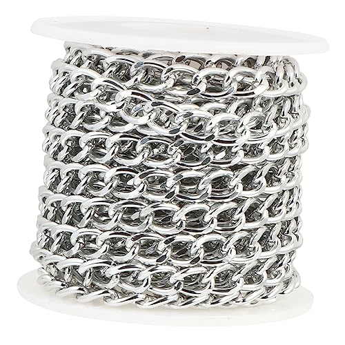 LALAFINA 1 Rolle Gepäckkette bag chain armband knüpfen schmuckherstellung Aluminiumkette Schmuckkette Ringe Bausatz Silberkette Panzerkette aus Aluminium handgefertigte diy-zubehör Silver von LALAFINA