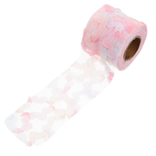 LALAFINA 1 Rolle Rosen aus Chiffongarn Kunsthandwerk Stoff dekorativ Spitze zum Basteln seidenband bandfeile decor geschenkband Kleidbesatz aus nähen handwerk dekoration Polyester Rosa von LALAFINA