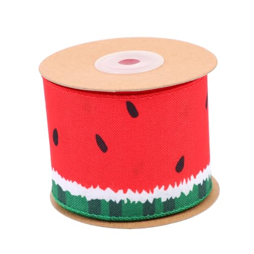 LALAFINA 1 Rolle Wassermelonenband Bänder Sackleinenband Juwelen Weißes Band Chiffon Aufkleber Edelsteine Dekorationen Weihnachtsband Sackleinen Funkeln Bogen Gefälscht Grün Rot Polyester von LALAFINA