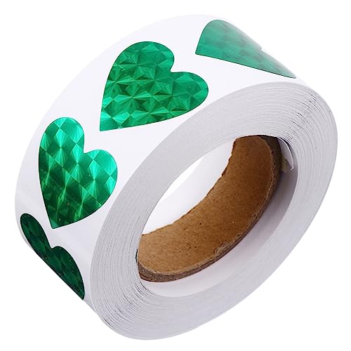 LALAFINA 1 Rolle -herzaufkleber Liebe Dekorative Aufkleber Zeitschrift Etiketten Liebe Dekoratives Etikett Punkt Wickeln Gel Amor-aufkleber Valentinstag-aufkleber Green Laserpapier von LALAFINA