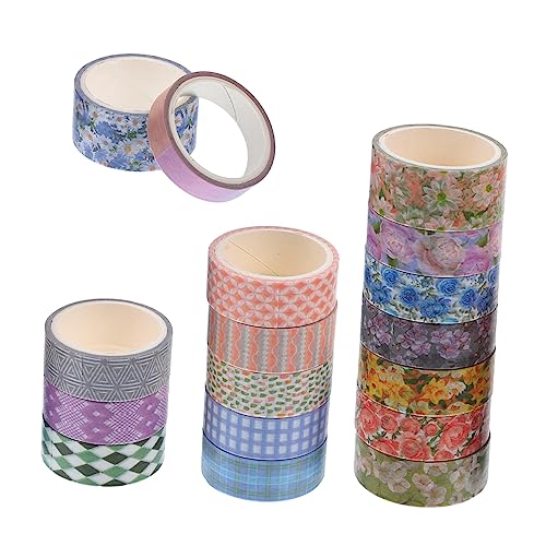 LALAFINA 1 Satz Blumen Und Washi Tape Aufkleber Ästhetisch Goldband Kunstband Blumenband Zeitschrift Band Umwickeln Papier Klebeband Selbst Gefälscht Blumen- Japanisches Papier 17rollen von LALAFINA