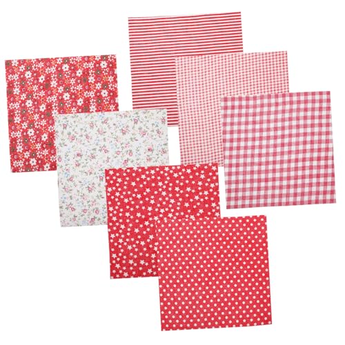 LALAFINA 1 Satz Handgefertigter Diy-stoff Reiner Baumwollstoff Baumwollkleidung Baumwolltuch Zum Selbermachen Bekleidungsstoff Patchworkstoff Handwerkliche Nähstoffe Baumwolle Rot 7st von LALAFINA