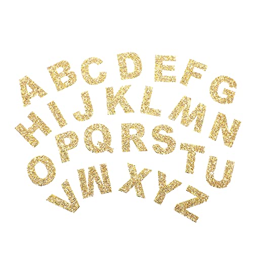 LALAFINA 1 Satz Hotmelt-klebepflaster Strasssteine ​​aufnähen Spitzenband Nähen Glitzernde Aufkleber Strass-buchstaben Hutflecken Flicken Aufnähen Buchstaben-stickerei-patch Golden Bohrtuch von LALAFINA