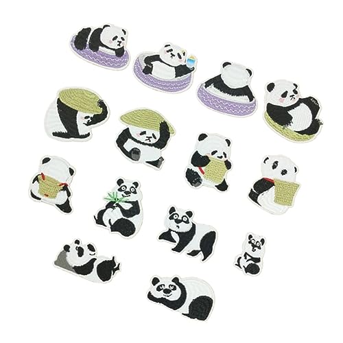 LALAFINA 1 Satz Panda Stoffaufkleber Stickerpappier Stickrahmen Jeansaufnäher Panda-patch Sewing Accessories Aufnäher Für Jacken Hosenflicken Bestickt Down-patch Stickerei-diy-patch 14st von LALAFINA