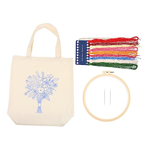 LALAFINA 1 Satz bestickte Tasche aus Segeltuch Geldbeutel Bausatz Taschen Bausätze Stickrahmenständer embroidery kit Stickset Stickwerkzeug-Set lässige Handtasche Damen Segeltuchtasche von LALAFINA