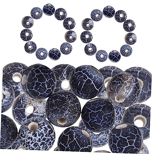 LALAFINA 1 gefrostete Achatperlen Abs Tour Edelstein runden Goldperlen gemstone beads armbandperlen beads for jewellery Bastelperlen selber machen Schmuck Handwerk Perlen Stein Achat Black von LALAFINA