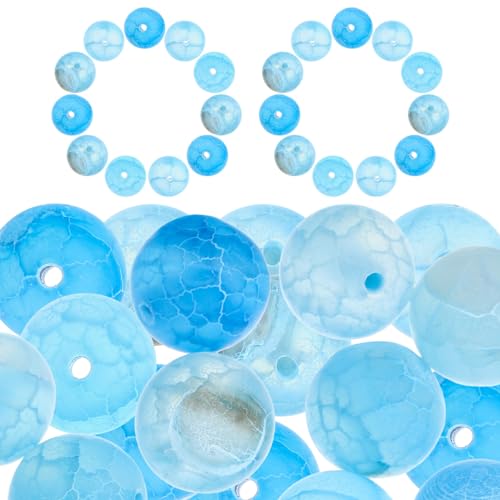 LALAFINA 1 gefrostete Achatperlen Bausätze Schmuck Edelsteine Abs Bausatz natursteinperlen gemstone beads wohnungseinrichtung jewelry set kleine Lochperlen Perlen-Anhänger Stein Achat Blue von LALAFINA