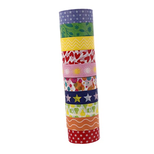 LALAFINA 10 Rollen Washi Masking Tape Set Dekoratives Klebeband Für Scrapbooking Journals Und Bastelprojekte Bunte Designs Und Ideal Für DIY Dekorationen Und von LALAFINA