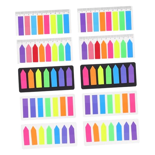 LALAFINA 10 Sätze Fluoreszierendes Etikett Seitenreiter Lesezeichen Pastell-textmarker Markierungen Pop Aufkleber Spender Textmarker-tabs Klare Notizen Etiketten Registerkarten Pvc Colorful von LALAFINA