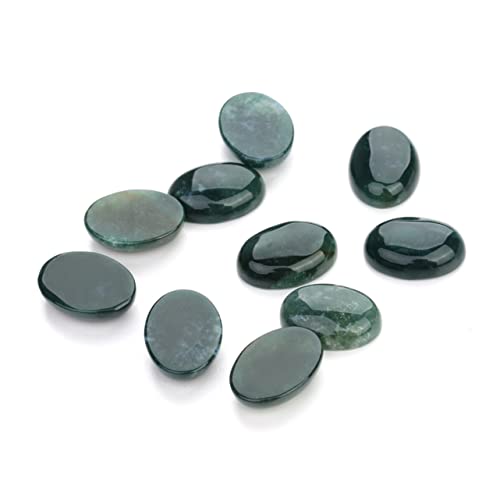 LALAFINA 10 Stk Cabochons aus grünem Stein Rocailles Perlen zur Schmuckherstellung Kuppel-Cabochons Anlage Bausatz schmucksteine gemuse Achat-Edelstein-Patch Schmuck Zeit Accessoires Green von LALAFINA