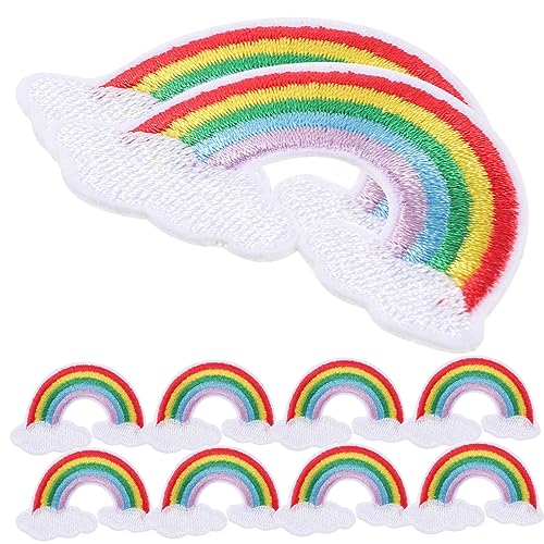 LALAFINA 10 Stück Bemalte Wolken Stickerei Hosen Reparatur Flicken Hut Flicken Stickerei Nähzubehör Regenbogen Form Flicken Stickerei Ornament Set Applikations Flicken Buntes von LALAFINA