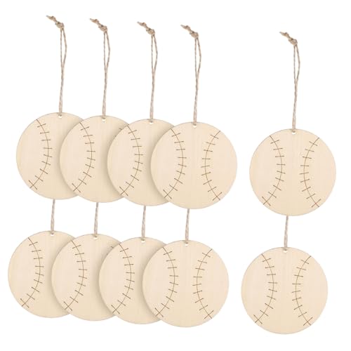 LALAFINA 10 Stück Holz Papierausschnitt Dekoration DIY Hängende Baseball DIY Holzscheiben Unvollendete Holzchips Leere Holzchips DIY Handwerk Holzscheiben Graffiti Chips von LALAFINA