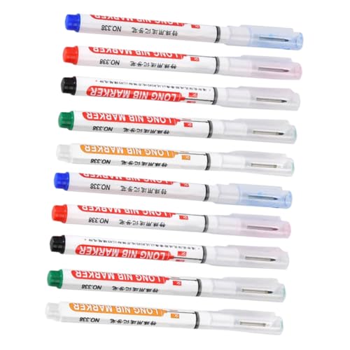 LALAFINA 10 Stück Wasserdichte Deep-reach-marker, Lange Nasenmarker Mit 1,5 Mm Filzspitze, 20 Mm Reach Permanent-marker, Tieflochmarker, Carpenter-tintenmarker von LALAFINA