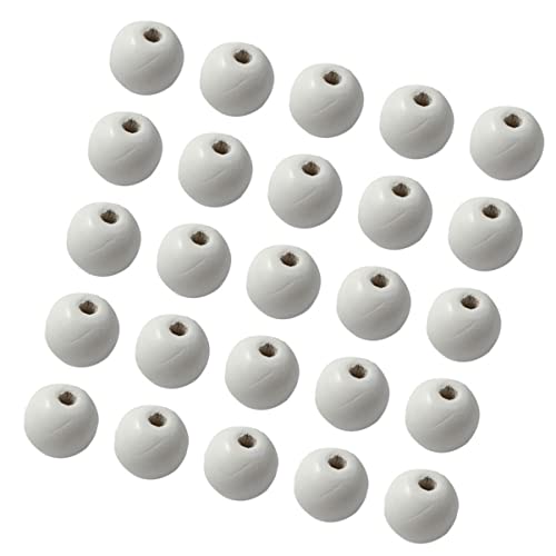 LALAFINA 100 Stück Umweltfreundliche Holzperlen 16 Mm Runde Bastelperlen Zur Schmuckherstellung 4 Mm Loch Weiße Abstandsperlen für Accessoires von LALAFINA