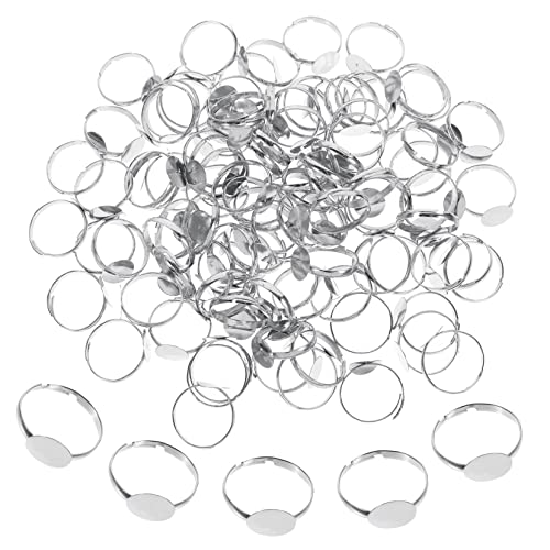 LALAFINA 100 Stück Verstellbare Ringhalter-Ring-Lünetten-Rohlinge Blanko Edelstahl-Pad Diy-Ringbasis Fingerring-Basen Fingerringe Rohlinge Schmuck Flache Halterung Tretlager von LALAFINA