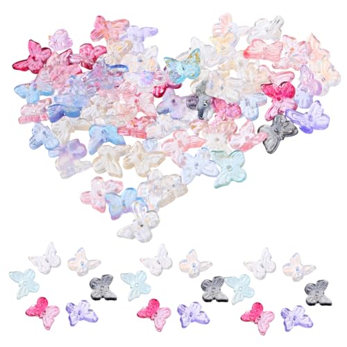 LALAFINA 100St bastelzeug glasperlen schmuckperlen Schmuckteile schmetterlingszucht Schleife Nagel Charme Nagel Charms Perlen-Anhänger gewebtes Perlenmaterial DIY Bastelperlen Colorful von LALAFINA