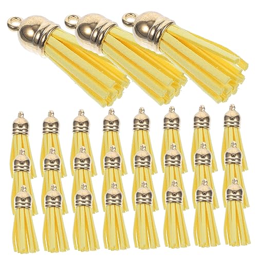 LALAFINA 100st Farbe Lederquasten Lanyard Schmuck Buchstabenperlen Für Armbänder Bastelsets Perlen Masse Reize Armband-set Armband-perlen-kit Bausätze Kette Zubehör Bausatz Yellow Legierung von LALAFINA