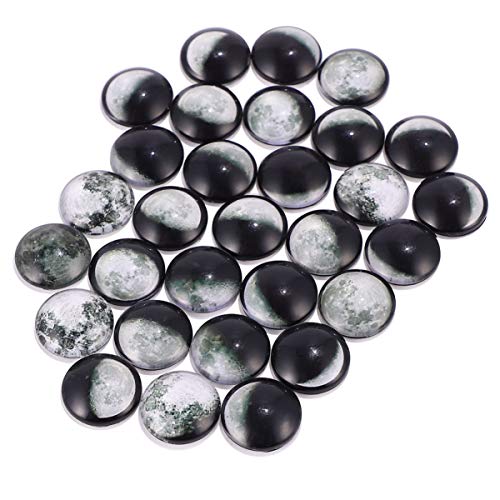 LALAFINA 100st Mondzeit Edelstein Glas Patch Mond Phase Cabochons Für Die Schmuckherstellung Ohrhaken Aus Sterlingsilber Mondverzierung Abstandsperlen Cabochon-fassungen Mondperlen Black von LALAFINA