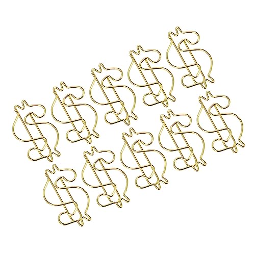 LALAFINA 10Pcs Goldene Büroklammer Papier Büroklammer-Magnethalter Clip Taschentuch Füllung büro organisation büroorganisation Büroklammern in Dollarform büro schule büroklammern Legierung von LALAFINA