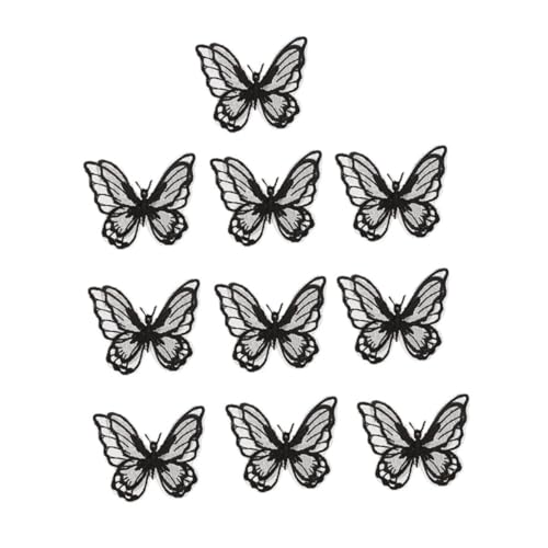 LALAFINA 10Pcs Schmetterling Dreidimensionaler Stoffaufkleber Kits Hochzeit Dekoration Patch Charms Sewing Patch Stickstoffe Stoffschuhe Verzierungsprodukte Stitch Kommerzielle Schwarze von LALAFINA