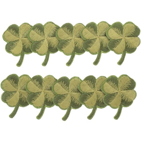 LALAFINA 10 Stück Blatt Bestickter Stoffaufkleber Applikation Patch Grün Dekorativ Für Kleidung St. Patricks Day von LALAFINA