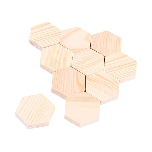 LALAFINA 10st Kleiner Holzblock Polygonal Unfertige Sechseckige Planke Quadratische Etiketten Holzblock Selber Machen Bastelbrett Aus Holz Bambus von LALAFINA