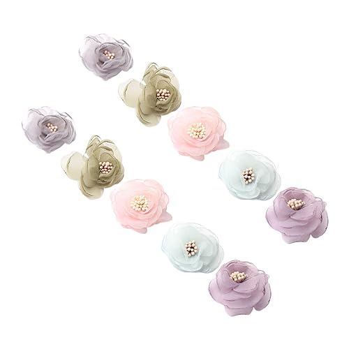 LALAFINA 10st Tuch Broschen Blaues Band Chiffonband Kragenzubehör Festival-accessoires Rosa Tischläufer Bausatz Beige Grüner Tischläufer Diy Für Kleidung Chiffonblume von LALAFINA