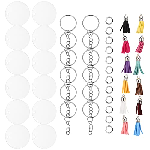 LALAFINA 12 Sätze Schlüsselanhänger Quaste Schlüsselringe Schlüsselring-Clip Bausätze Bausatz bastelzeug bastelkasten keyring schlusselringen keychain accesories Rostfreier Stahl Colorful von LALAFINA