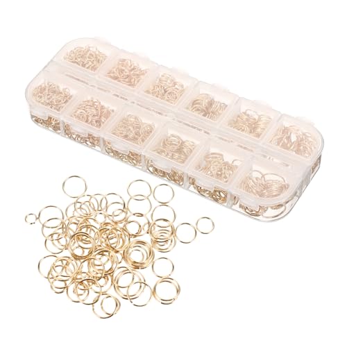 LALAFINA 1200 Stk Spaltring bastelzeug offener ring schlüsselhalsband verbindungsringe key chains steckverbinder kleine Biegeringe Runde Schmuckverbinder Halskettenverschluss Eisen Golden von LALAFINA