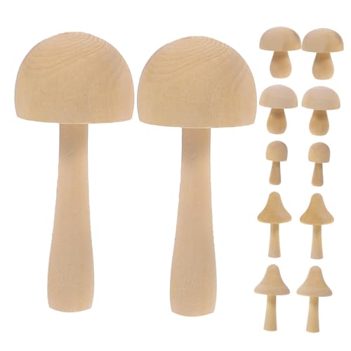 LALAFINA 12st Holz Kleine Pilz Dekoration Mini-pilzfiguren Pilzverzierung Miniaturfiguren Pilzgartendekoration Minifiguren in Loser Schüttung Mikro-landschaftsdekoration Pilzzubehör von LALAFINA