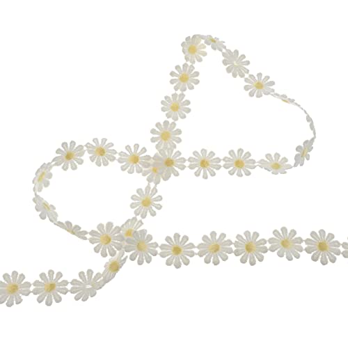 LALAFINA 15 Little Daisy Spitze Hochzeit Brautband Floral Bestickter Spitzenverkleidung Girlande Kleidung Pink Ribbon Faux Blumen Wisteria Gesticktes Band Trimmflorleinen Leinen Gelbe von LALAFINA