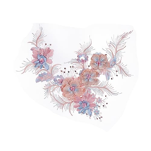 LALAFINA 1stk Blumen Netz Aufkleber Herstellung Perlen Glühen Schmuck Armbänder Bausatz -applikationspatch Einzigartiger Kleideraufnäher Kleiderblumenzubehör Blue Mesh von LALAFINA