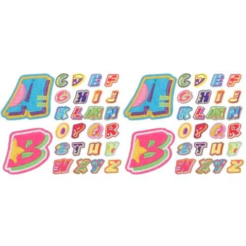 LALAFINA 2 Sätze Applikation Nähen Alphabet Gestickter Aufnäher Stickereiflecken Gestickte Buchstaben Stickereiapplikationen Dekorative Aufnäher Für Kleidung Stoff Briefe Colorful Polyester von LALAFINA