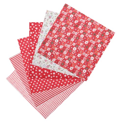 LALAFINA 2 Sätze Handgefertigter Diy-stoff Stoffe Zum Nähen Baumwollkleidung Patchworkstoff Baumwollstoffe Cotton Fabric Baumwolltuch Zum Selbermachen Drucktuch Baumwolle Rot 7 Stück * 2 von LALAFINA