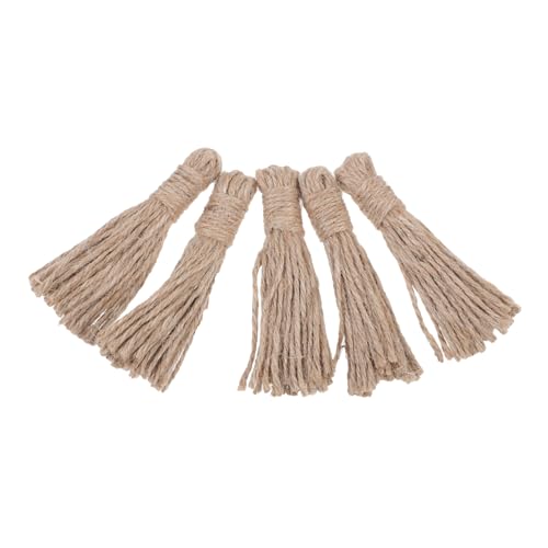 LALAFINA 2 Sätze Hanfseil Quasten Sackleinen Seile Kette Bänder Seil Für Handwerk Holzperlen Diy Ornament Tassel-anhänger Dekorative Quasten Handgefertigtes Hanfseildekor Brown 5 Stück * 2 von LALAFINA