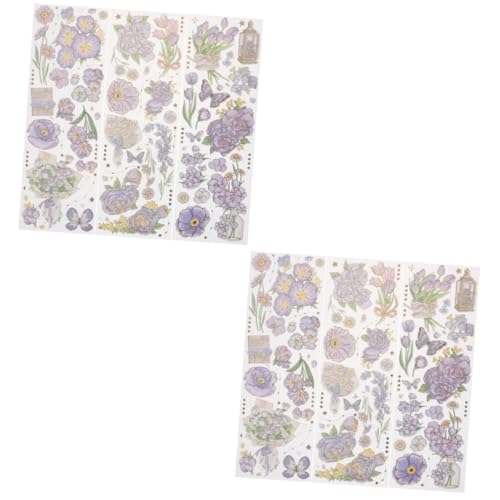 LALAFINA 2 Stück 5 Blumen Stempelaufkleber Kleine Aufkleber Antike Aufkleber Papier Buchzubehör Planer Aufkleber Scrapbook Buchaufkleber Tape Journaling Aufkleber Süße Aufkleber Das von LALAFINA