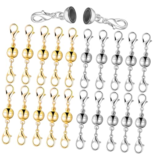 LALAFINA 20 Pcs Magnetische Schmuck Anschlüsse Gold Silber Karabiner Verschlüsse Locking Verschlüsse Halskette Zubehör von LALAFINA