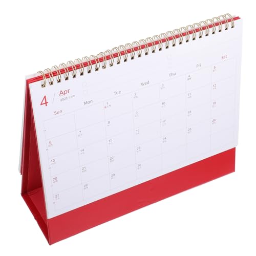 LALAFINA 2025 Schreibtischkalender Fürs Büro Tischkalender Für Das Neue Jahr Standkalender Tagesplaner Kalender Bürokalender Schreibtischspule Notizblock Klassenzimmerkalender Rot Papier von LALAFINA