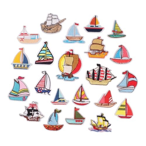 LALAFINA 23 Stück Segelpatch handmade aufnäher sewing accessories Niedliche Segelboot Patches dekorativ Stickerei-Aufkleber Applikation mit Segelbootmuster gestickter Aufnäher Polyester von LALAFINA