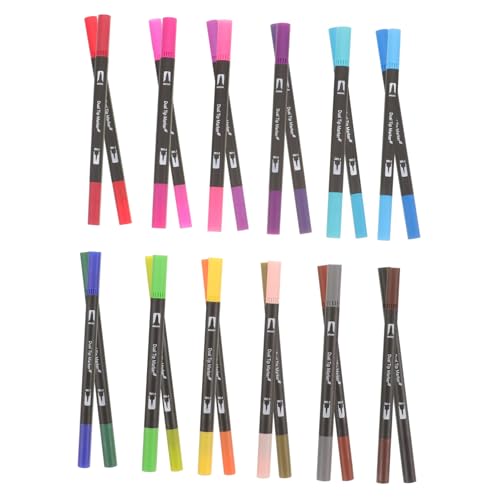 LALAFINA 24 Teiliges Doppelseitiges Markierungsstift Set Markierungsstift Wasserfarbstifte Marker Für Erwachsene Zeichenmarker Stifte Mit Feiner Spitze Zeichenstifte Farbe von LALAFINA