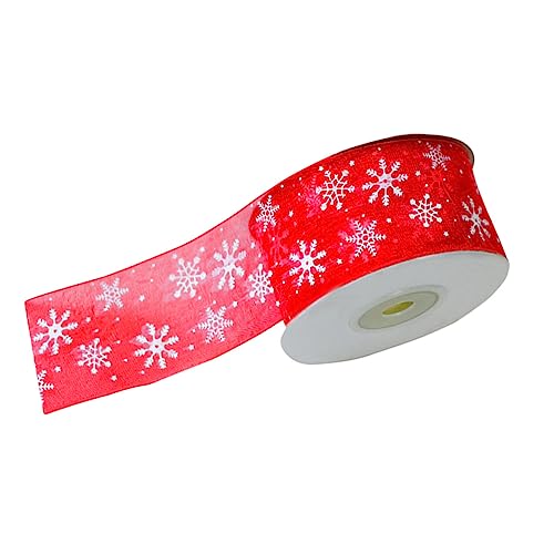 LALAFINA 25 Yards Weihnachtsdeko Schneeband Rot 40 Mm Breites Dekorationsband Mit Schneeflocken Für Geschenkverpackungen Weihnachtsbaum Und Festliche Anlässe Ideal Für Kreative von LALAFINA