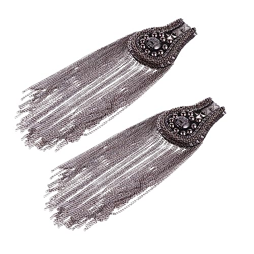 LALAFINA 2PCS Schulterfransen Epauletten Quasten Schulterabzeichen Für Jacken Und Hüte Stilvolle Dekoration Gunmetal Für Mode Und Performance Outfits von LALAFINA